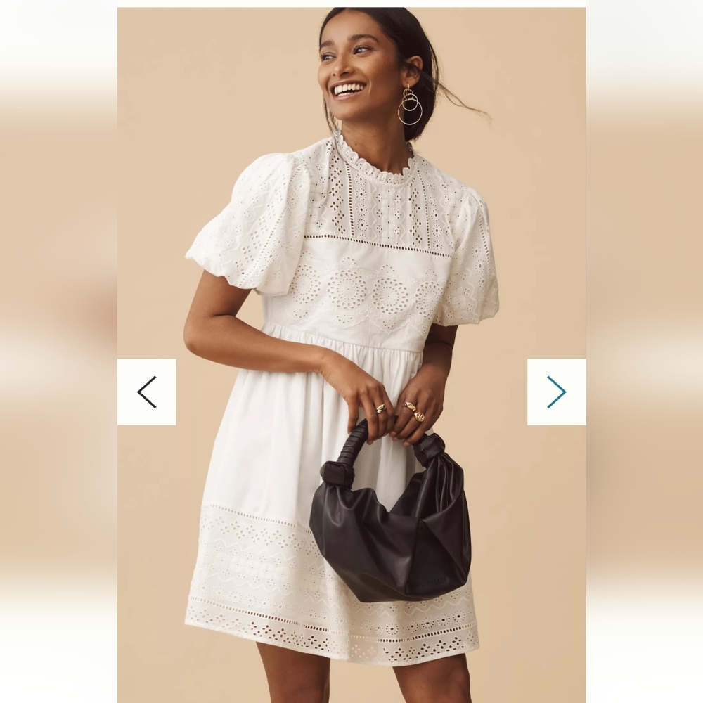 NWT Forever That Girl Puff-Sleeve Lace Babydoll Mini Dress